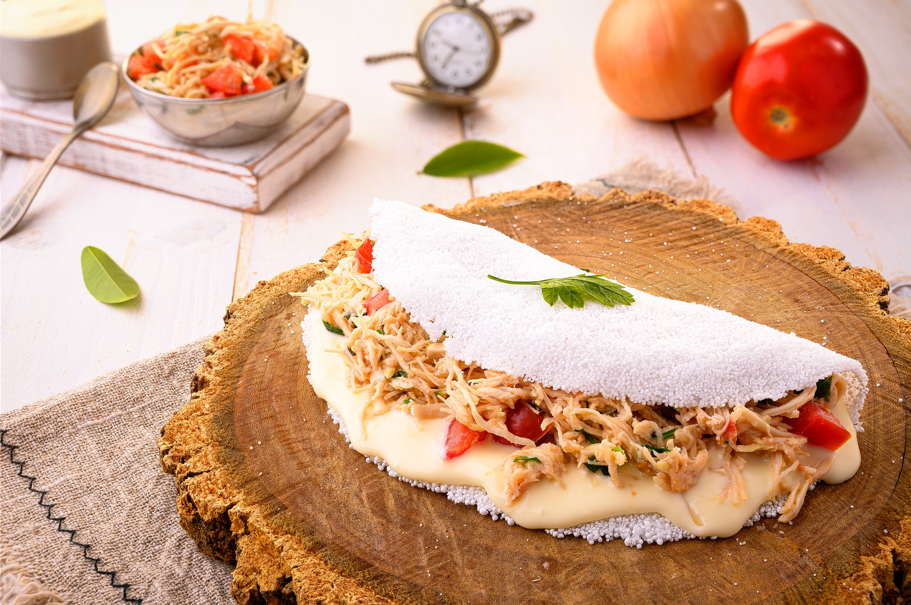 Chicken Tapioca with Catupiry - Typical northeastern Brazilian food